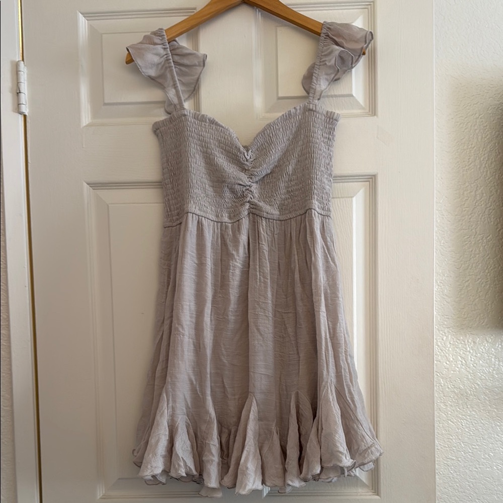 Vici Ruffled  Beige Dress